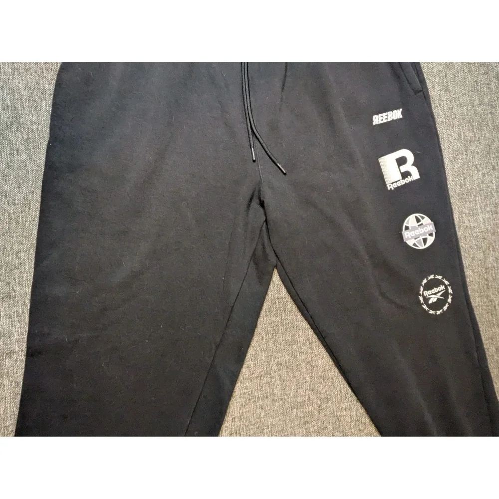 Reebok Men's Sweatpants XL Black Y2K Throwback Logo's Athletic Joggers Pants